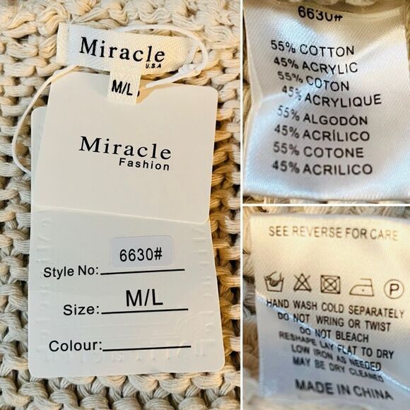 Miracle Relax More Ivory Midi Cardigan Tie Chunky Knit M/L - Picture 12 of 13
